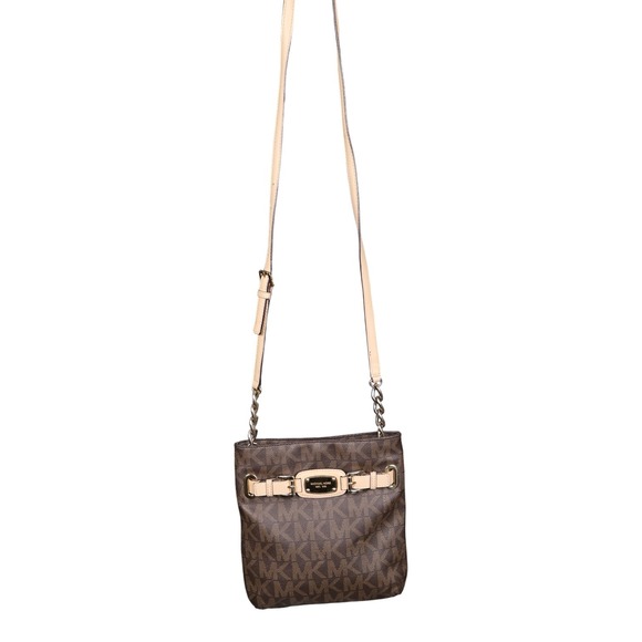 Michael Kors Handbags - Michael Kors Hamilton Large Crossbody Messenger Brown MK Signature PVC Gold Bag